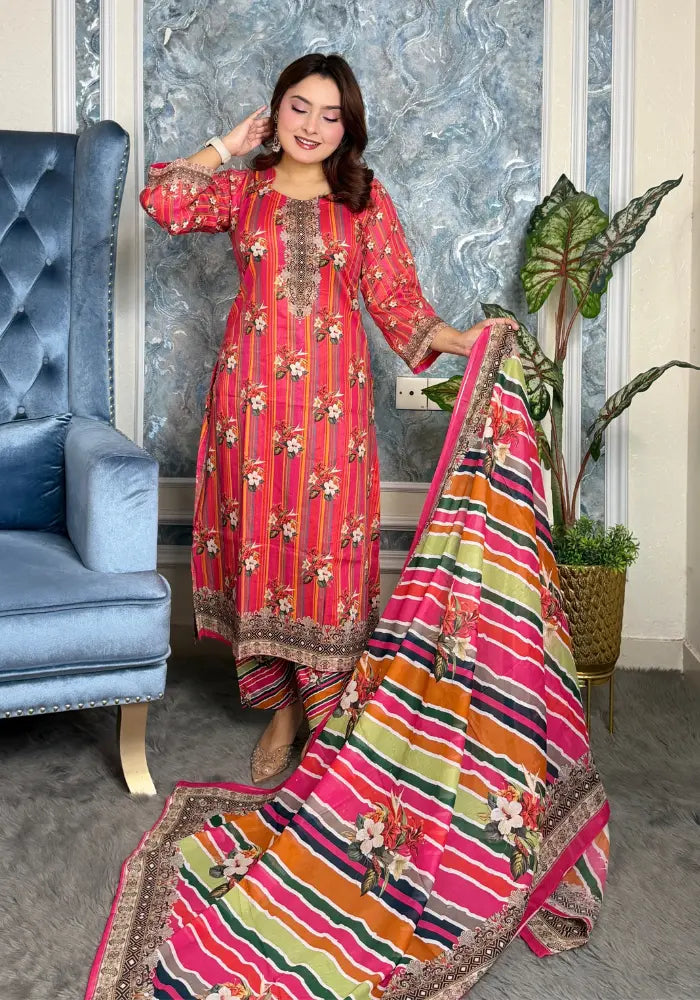 Digital print patel three piece v22