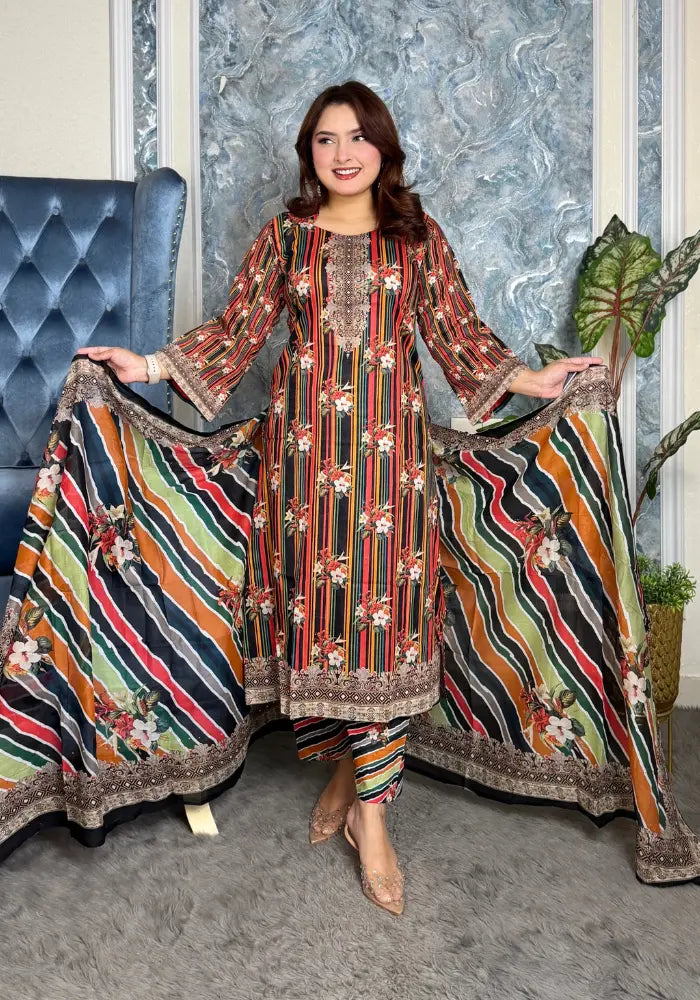 Digital print patel three piece v22