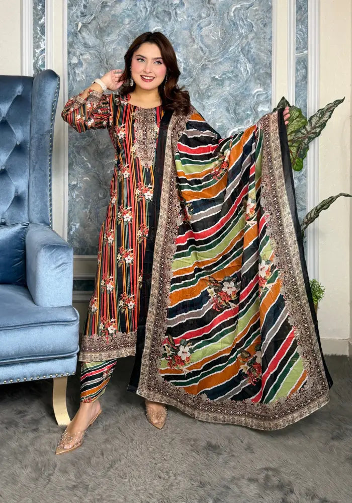 Digital print patel three piece v22