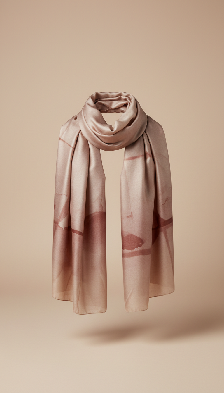Rose Clay Draped Silk Scarf