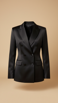 Satin Black Double-Breasted Blazer
