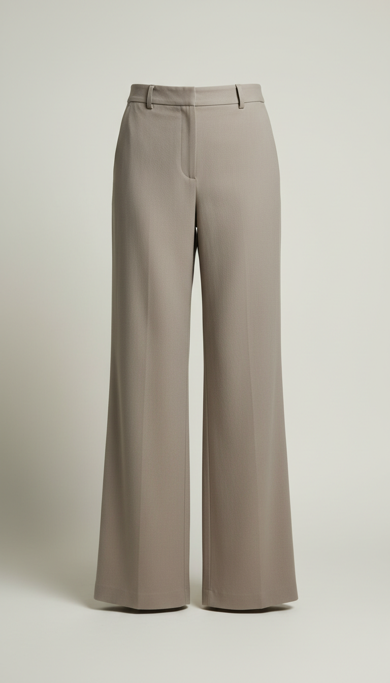 Stone Taupe Wide-Leg Trousers